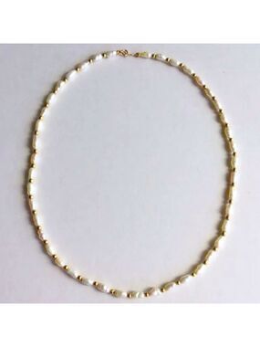 ESTATE 14K SOLID YELLOW GOLD FRESHWATER PEARL BEAD NECKLACE